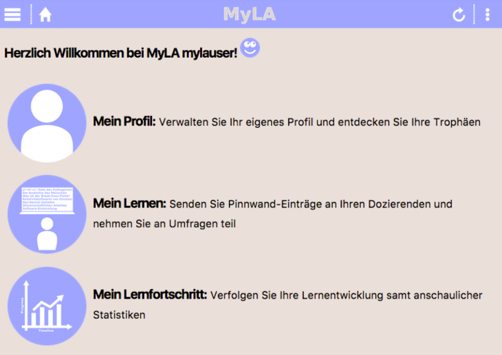 Screenshot der MyLa-Startseite